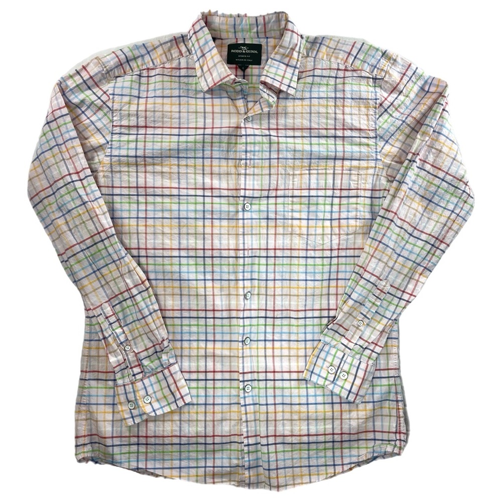 Rodd & Gunn Men Large Sports Fit Button Up Dress Shirt Casual Cotton Long Sleeve